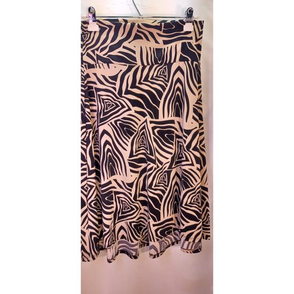 VTG LuLaRoe Maxi Skirt Black & Beige Abstract Print Fold-Over Waist Size Medium - Picture 4 of 6